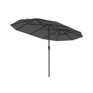 SONGMICS dobbelt parasol 394 x 200 cm UPF 50+ uden stativ skifergr?