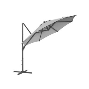 SONGMICS Cantilever Parasol UPF 50+ with Crank and Cross Base, Dove Gray