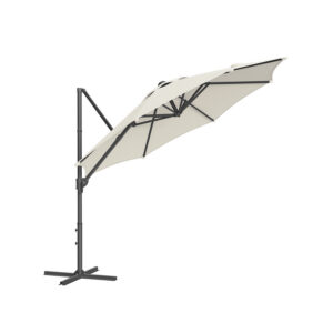 SONGMICS Cantilever Parasol UPF 50+ with Crank and Cross Base Cream White