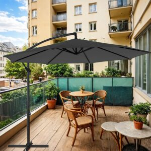 SONGMICS aurinkovarjo, riippuva aurinkovarjo 300 cm, jalustalla