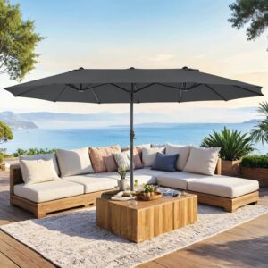 SONGMICS dobbelt parasol 460 x 270 cm, ekstra stor parasol, haveparasol