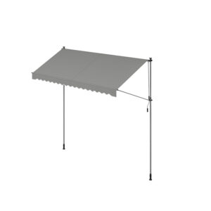 SONGMICS clamp-on awning with hand crank 350 x 120 cm gray