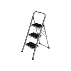 SONGMICS 3-step step ladder, gray-black