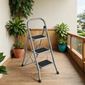 SONGMICS Step Ladder, 3-Step Ladder, Folding Step