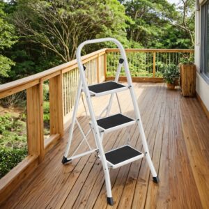 SONGMICS Step Ladder, 3-Step Ladder, Folding Step