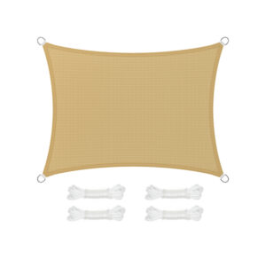 SONGMICS 3 x 4 m solsejl af HDPE sandgul