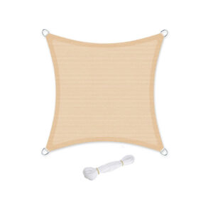 SONGMICS 5 x 5 m solsejl af HDPE sandgul