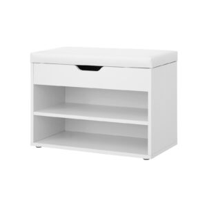 VASAGLE Upholstered Shoe Bench 2 Compartments White