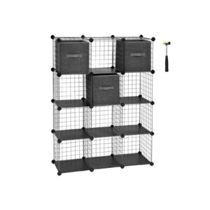 SONGMICS Gitterreol 12 terninger 3 kasser Sort