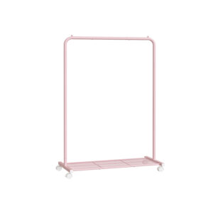 SONGMICS coat rack, 91 cm wide, on casters, pastel pink