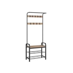 VASAGLE vaateripustin 9 irrotettavalla koukulla 33,7 x 72 x 183 cm