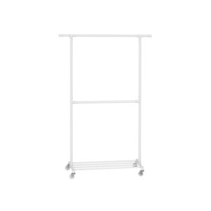 SONGMICS clothes rack on casters, 2 poles, classic white