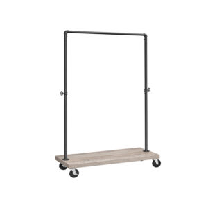 VASAGLE vaateteline pyörillä, greige-musta