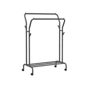 SONGMICS clothes rack on casters with 2 clothes rails, black
