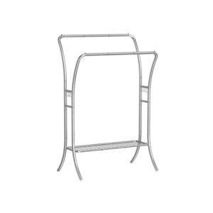 SONGMICS coat rack with 6 hooks and shelves, silver