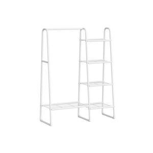 SONGMICS coat rack with 5 shelves and steel frame, cloud white