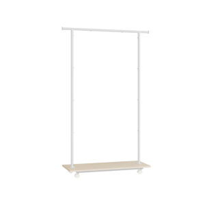 SONGMICS coat rack with casters and shelf, oak-colored cream white