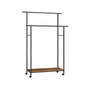 SONGMICS coat rack on casters, vintage brown and ink black