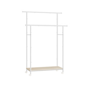 SONGMICS clothes rack on casters oak color-cream white