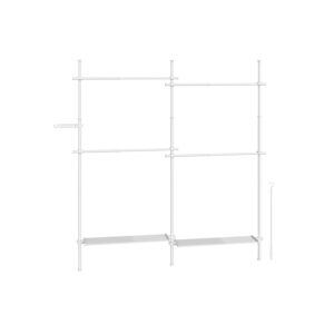 SONGMICS teleskopisk garderobestang med 4 st?nger og 2 hylder, mat hvid