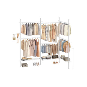 SONGMICS 3-trins garderobe, h?jde- og breddejusterbar, mat hvid