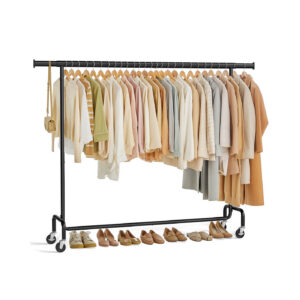 SONGMICS clothes rack on casters 45 x (160-200) x 162.9 cm matte black