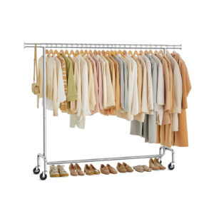 SONGMICS coat rack on casters 45 x (160-200) x 162.9 cm silver