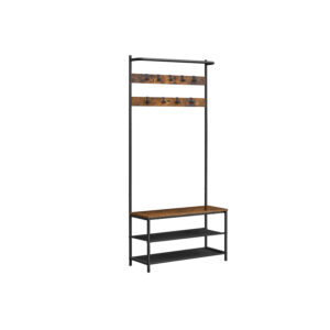 VASAGLE vaatekaappi kenkäpenkillä, teollinen tyyli, vintage-ruskea-musta