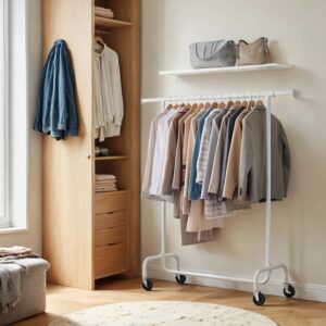 SONGMICS coat rack on casters, coat stand, extendable clothes rail