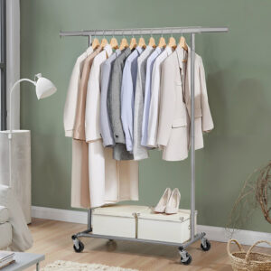 SONGMICS coat rack, coat stand on casters, extendable clothes rail