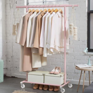 SONGMICS coat rack, coat stand on casters, extendable clothes rail