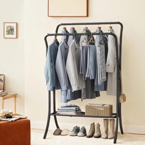 SONGMICS Garderobe i metal med 6 kroge, bl?k sort