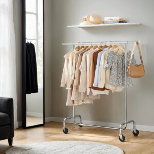 SONGMICS coat rack on casters, coat stand, extendable clothes rail