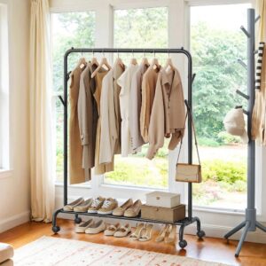 SONGMICS clothes rack on casters, 103.5 cm wide, ink black