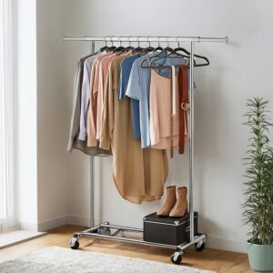 SONGMICS coat rack on casters, heavy-duty coat rack, extendable clothes rail
