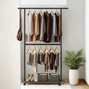 SONGMICS clothes rack with height-adjustable rod