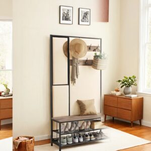 VASAGLE vaateripustin koukkuilla ja peilillä, teollinen tyyli