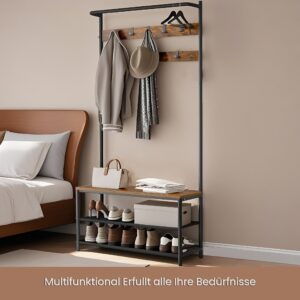 VASAGLE vaatekaappi, vaatekaappi kenkäpenkillä, vaateteline