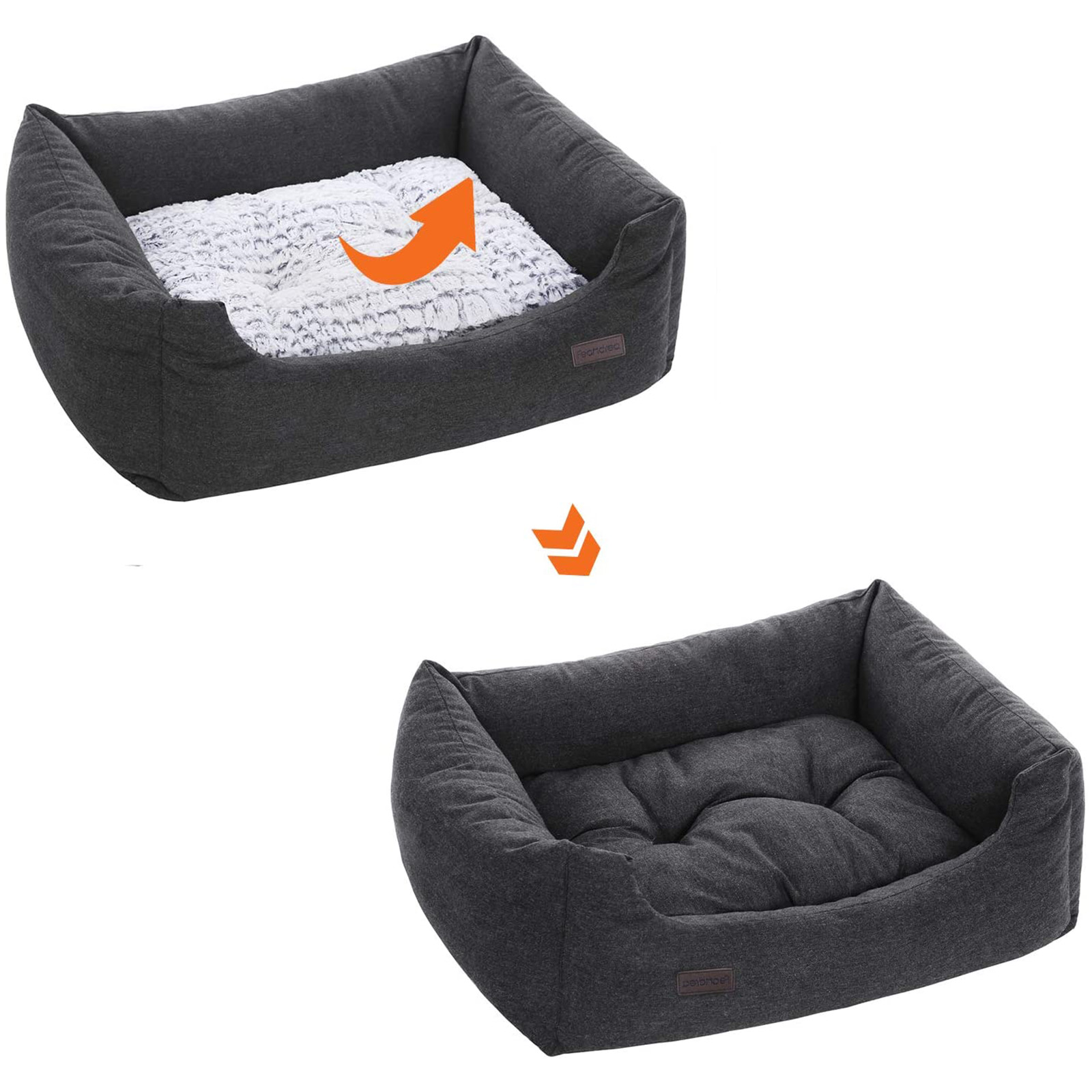 Feandrea dog basket with reversible cushion 80 x 60 x 26 cm - Image 5