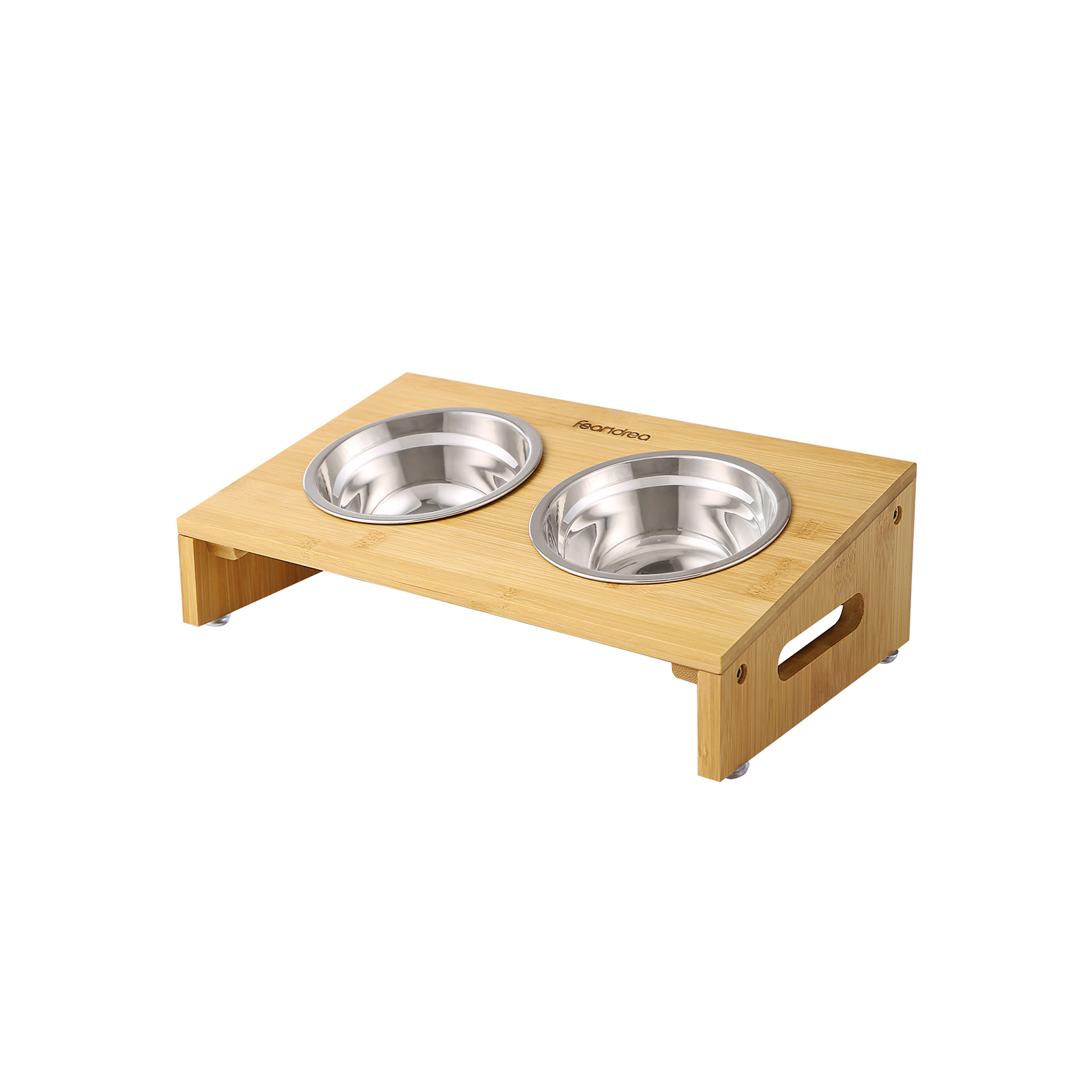 Feandrea Dog Bowl with Bamboo Stand 2 Food Bowls for PRB01N