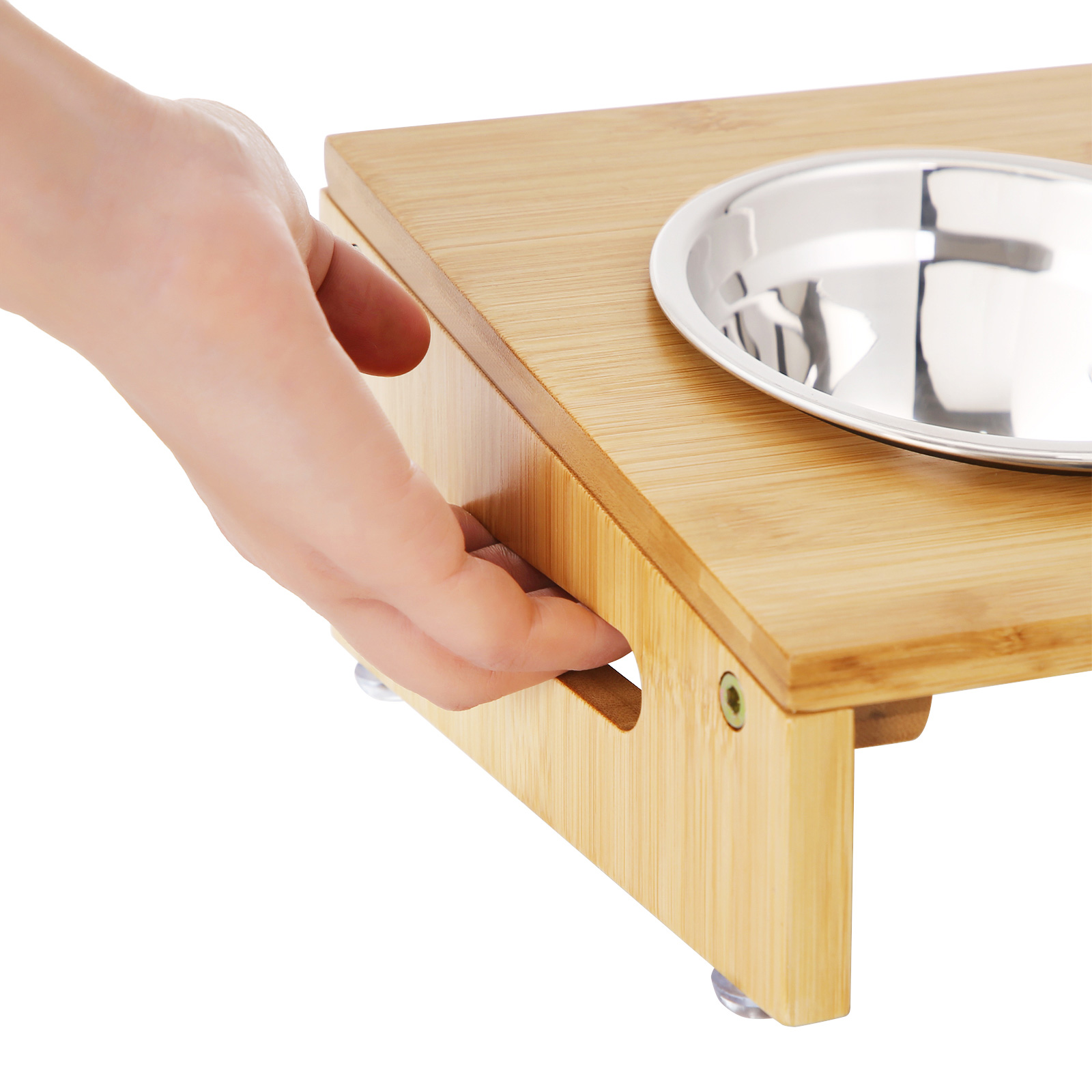 Feandrea Dog Bowl with Bamboo Stand 2 Food Bowls for PRB01N - Image 6