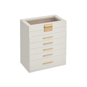 SONGMICS korurasia 6 tasoa lasikannella pilvinen valkoinen-kultainen