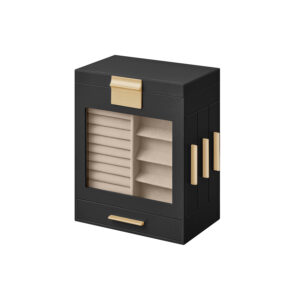 SONGMICS korurasia 5 tasoa, suuri peili, musta-metallinen kulta