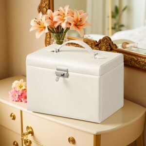 SONGMICS 4-tier jewelry box with handle and mirror