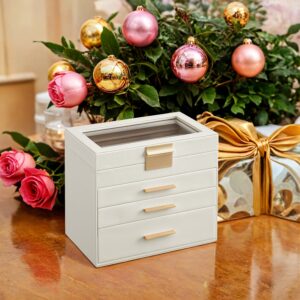 SONGMICS 4-tier jewelry box with glass lid