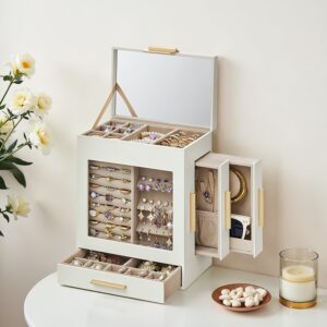 SONGMICS korurasia 5 tasoa, suuri peili, pilvinen valkoinen ja metallinen kulta