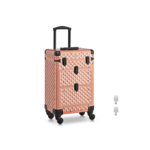 SONGMICS Cosmetics case trolley hairdresser's case champagne gold