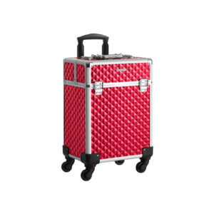 SONGMICS Cosmetic Case with 4 Universal Casters Red