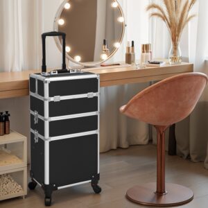 SONGMICS Cosmetics Case, Trolley, 3-in-1 Makeup Case