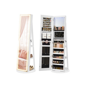 SONGMICS korukotelo LED-valaistuksella ja peilillä, pilvinen valkoinen